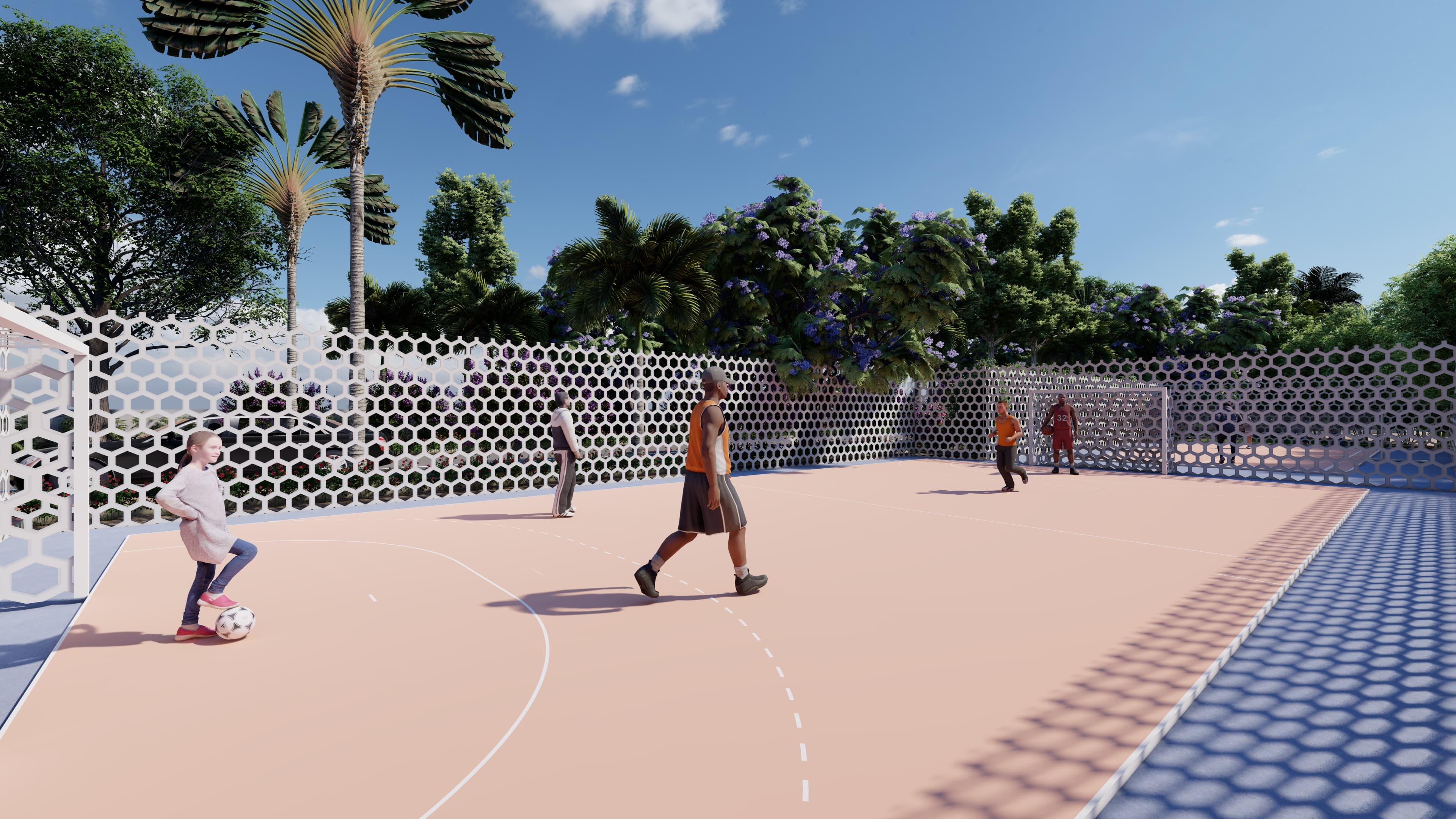 Outdoor multipurpose sports court